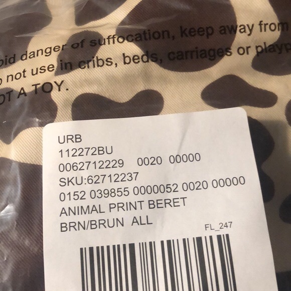 Urban Outfitters Animal Print Beret Brown Ivory One Size UO Hat NEW - Picture 3 of 5